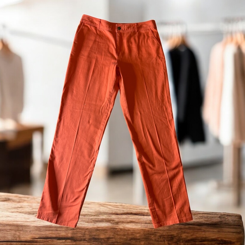 Pendleton Orange Straight Leg Pants Women’s Size 10 Cotton Spandex Flawed